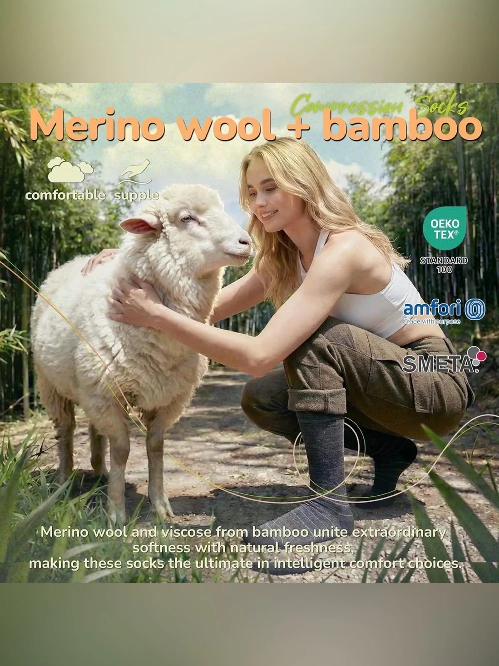 Merino Wool Compression Socks for Women & Men (L/XL)